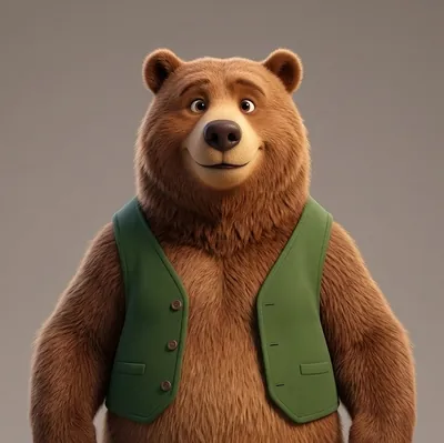 Bär Bruno mit grüner Weste
